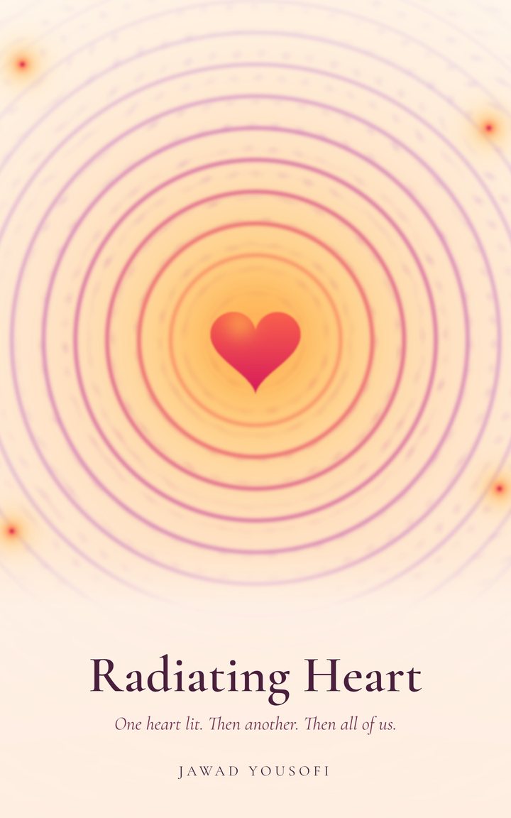 Radiating Heart book cover: a glowing heart sending out soft rings of light